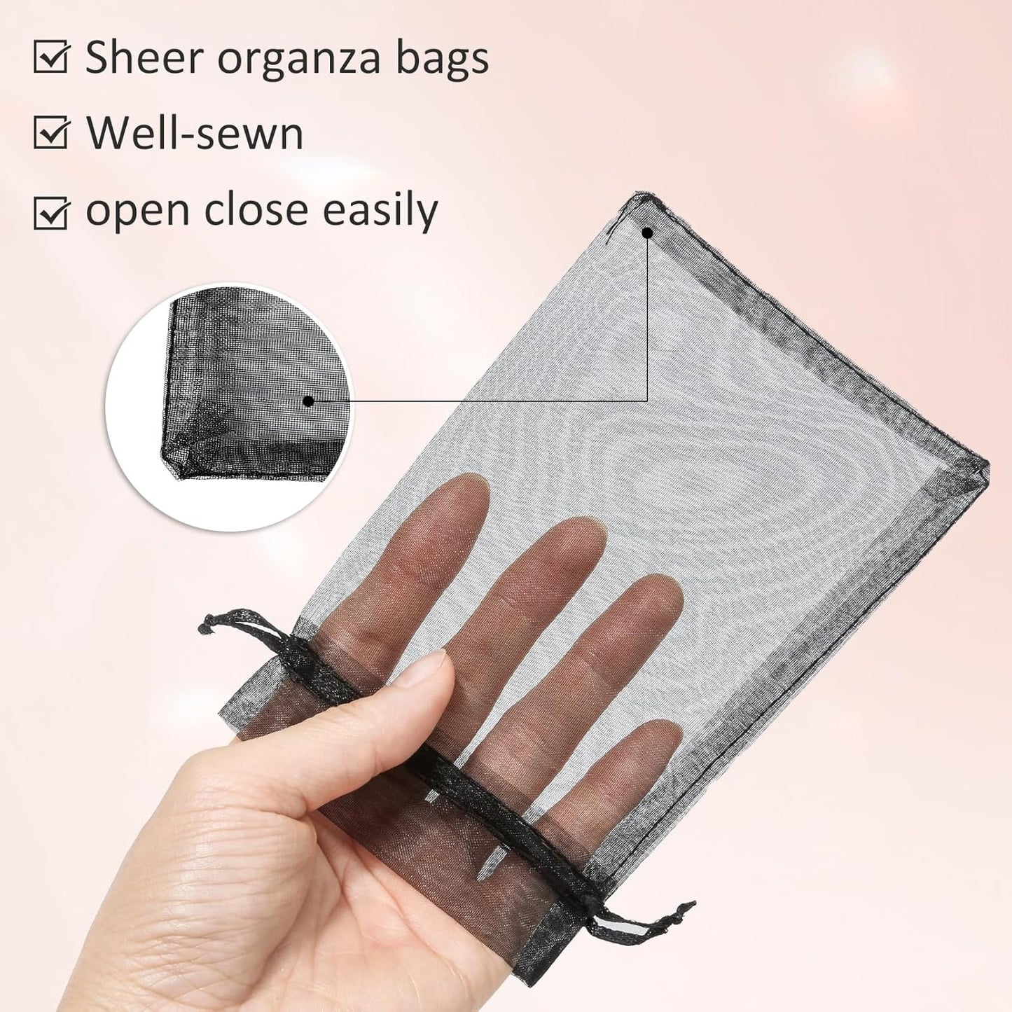 Hopttreely 100PCS Premium Sheer Organza Bags, White Wedding Favor Bags with Drawstring, 4x4.72 Jewelry Gift Bags for Party, Jewelry, Christmas, Mother's Day, Festival, Bathroom Soaps, Makeup Organza Favor Bags