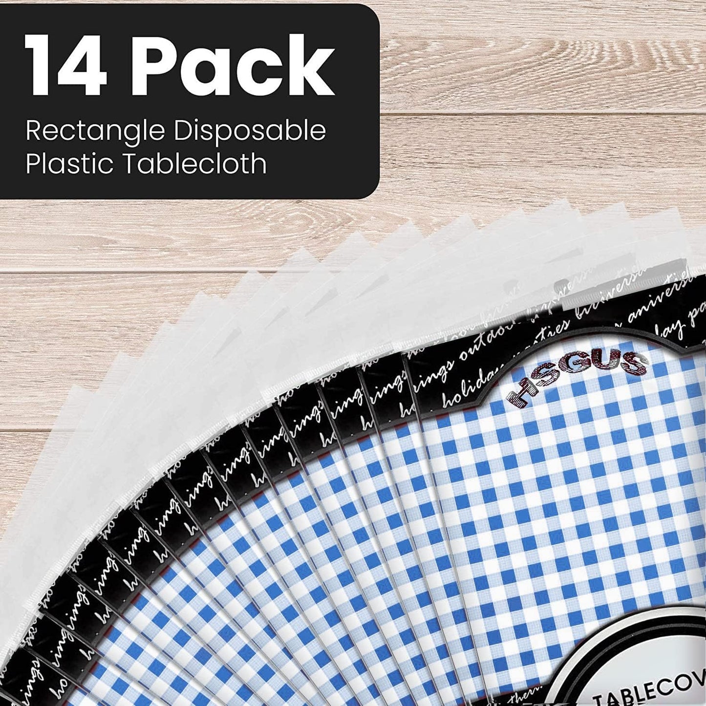 14 Pack Black 54 x 108 in. Rectangle Disposable Plastic Tablecloths - Smooth Decorative Covers for Parties, Weddings
