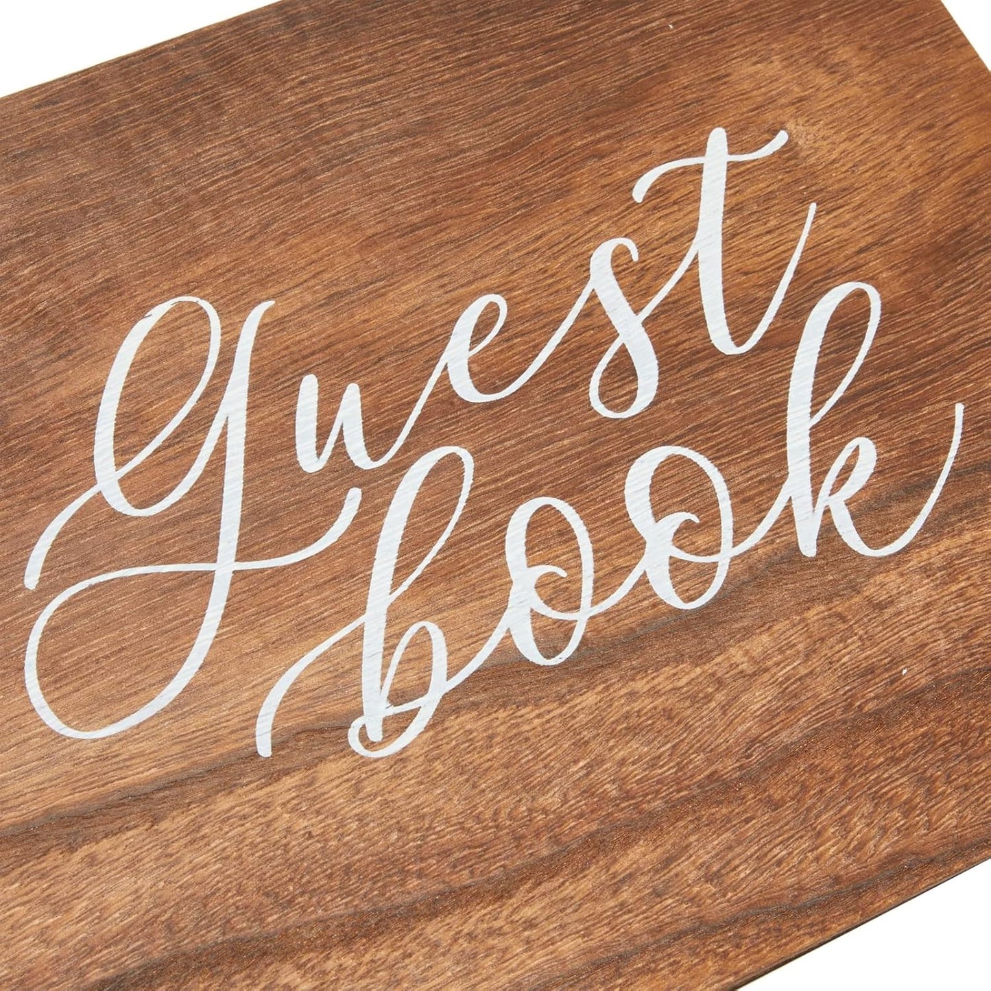 Paper Junkie Rustic Wooden Guest Book for Party - 112 Pages, 11.25 x 8.75 in Brown Wood Cover - Wedding & Baby Shower Guest Book Sign in