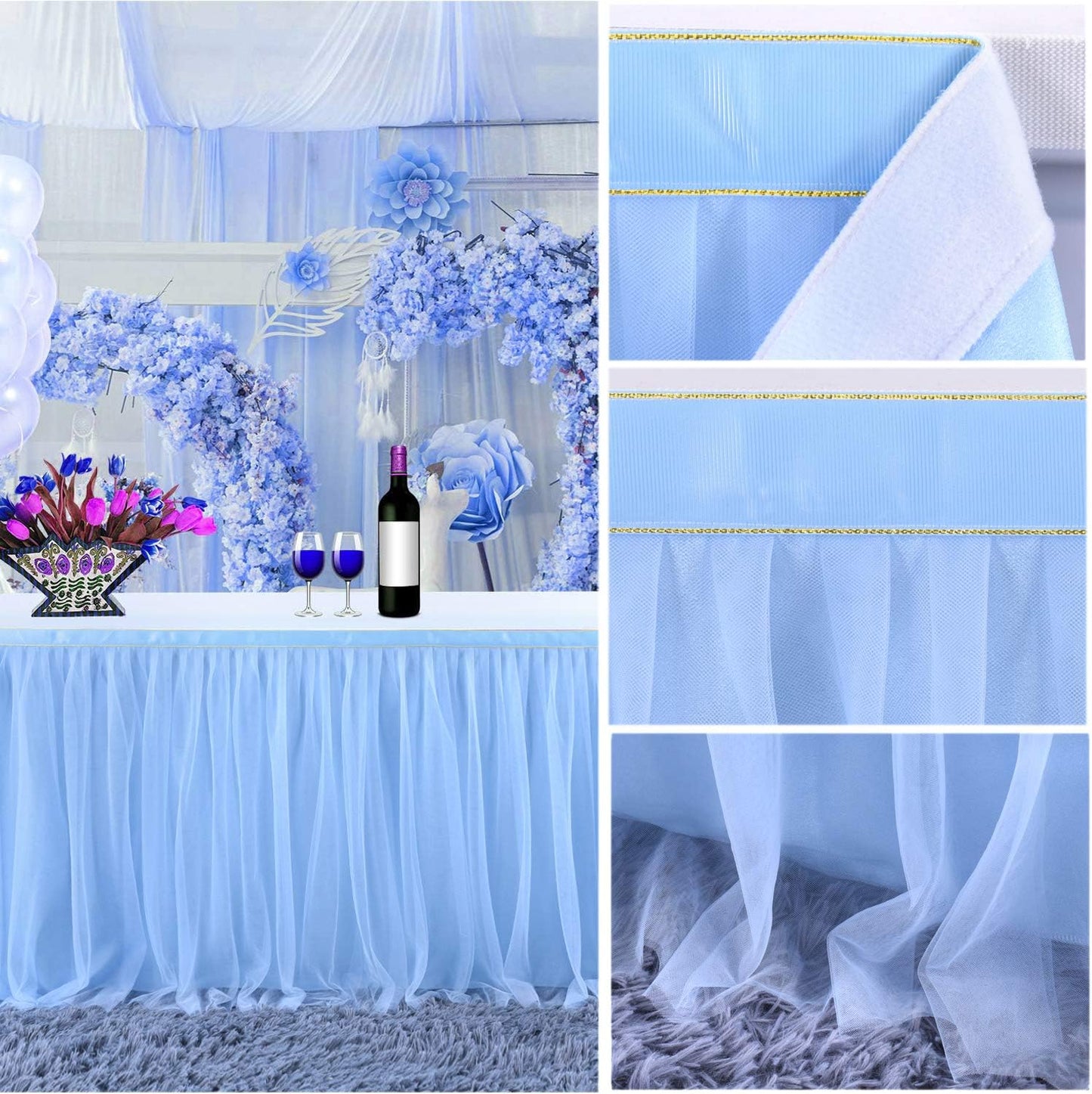 Suppromo 6ft Pink Tulle Table Skirt Baby Shower Tablecloth for Rectangle Tables or Round Tables Pink Ruffle Tutu Table Skirts Desk Skirt for Princess Girls Birthday Party Cake Dessert Decorations