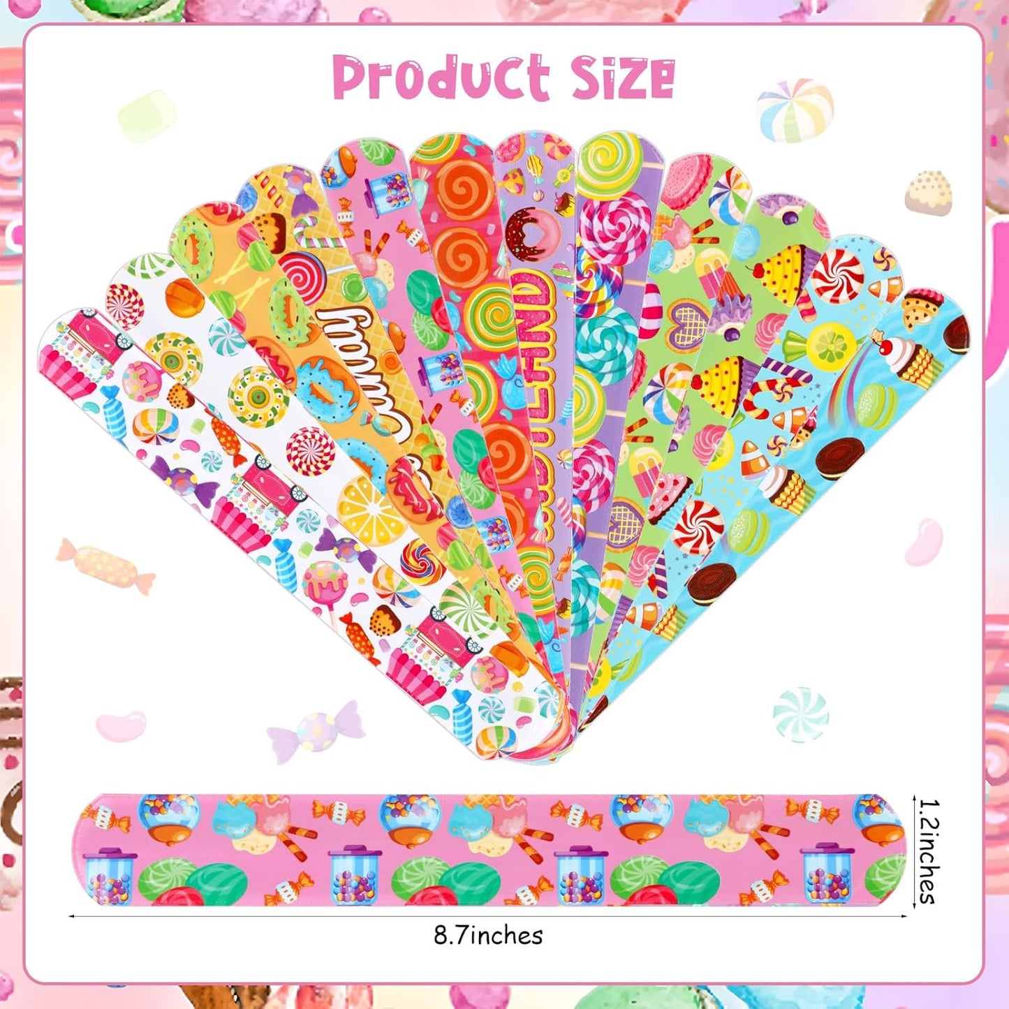 Serencatcher 48pcs Slap Bracelets Party Favors for Birthday Baby Shower Party Supplies Gifts