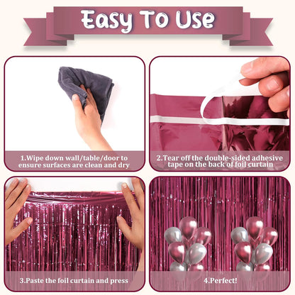 Voircoloria 3 Pack 3.3x8.2 Feet Gold Foil Fringe Backdrop Curtains, Tinsel Streamers, Fringe Backdrop for 2025 New Years Eve, Graduation, Birthday, Baby Shower, Gender Reveal, Disco Party - Colors A