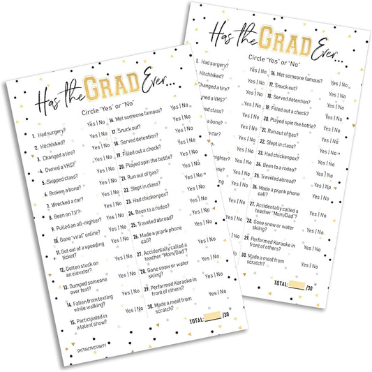 DISTINCTIVS Has The Grad Ever Graduation Party Game - 25 Cards, Class of 2026, Graduation Party Games Ideas and Activities