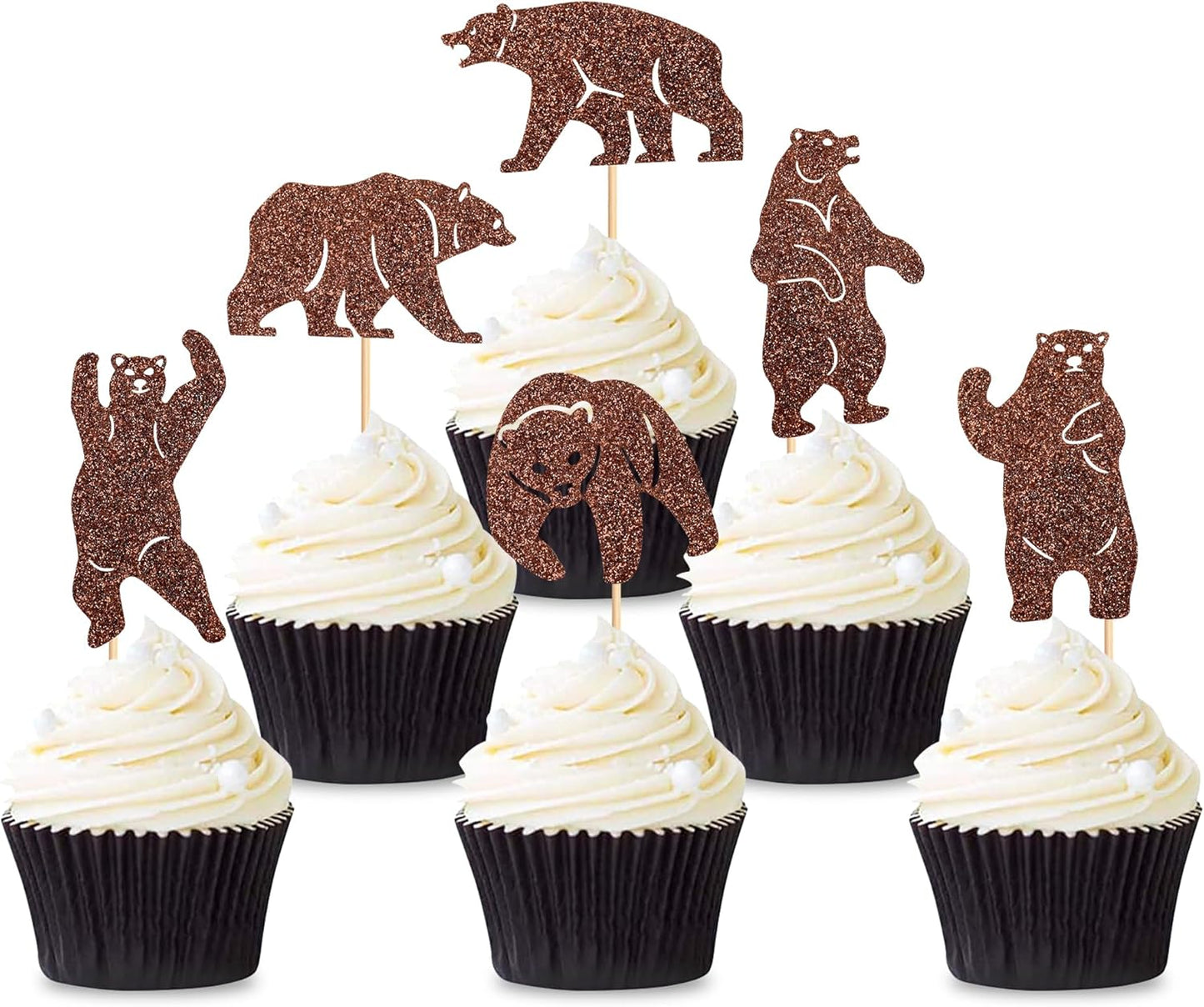36Pcs Blue Baby Bear Cupcake Toppers Balloon Teddy Bears Cupcake Picks for Blue Baby Shower Gender Reveal Boys Bearly Birthday Cupcake Decorations We Can Bearly Wait Party Decorations Supplies