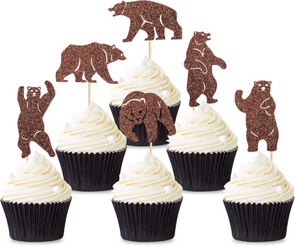 36Pcs Blue Baby Bear Cupcake Toppers Balloon Teddy Bears Cupcake Picks for Blue Baby Shower Gender Reveal Boys Bearly Birthday Cupcake Decorations We Can Bearly Wait Party Decorations Supplies