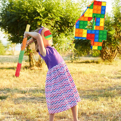 Hooqict Mexican Pinata with Blindfold and Bat Stick Party Pinata for Fiesta Carnival Cinco de Mayo Decorations Kids Adults Mexican Party Games Birthday Party Supplies