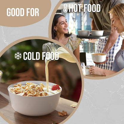 White Gold Rim Disposable Plastic Bowls - 16 Oz, 30 Count - Large, Heavy Duty - Perfect for Weddings & Parties