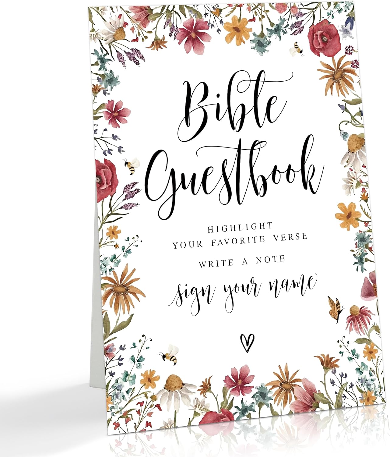 Wild Flower Audio Guest Book Sign, Baby in Bloom Love is in Bloom Decorations, Bridal Shower Baby Shower Wedding Signs for Reception, Floral Party Table Decor, 8 x 11 Inch