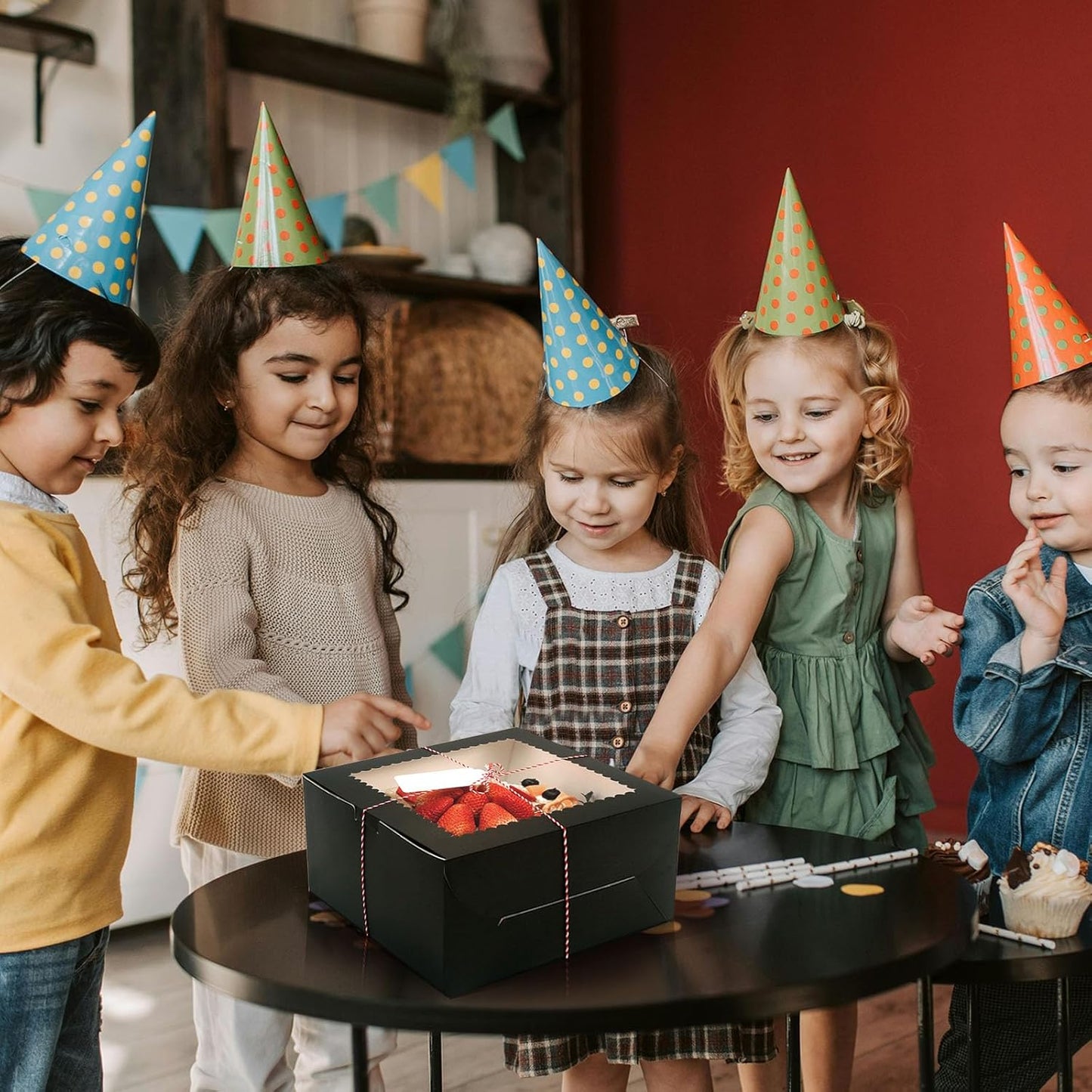20Pcs 8 Inch Cake Boxes with Window, 8x8x5 Inches Brown Bakery Boxes, Cake Carrier Container for Pastries, Pie, Cookies, Chocolates, Cupcakes, Birthday Party, Wedding