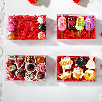 50 PCS 8x5x2 Inch Bakery Boxes with Window for Chocolate Covered Strawberries, Cookies, Cakesickle, Browines, Donut &More