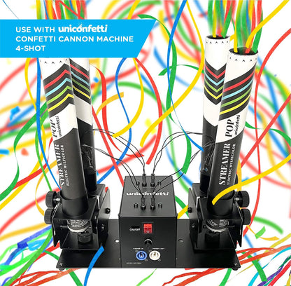 Electric Streamer Cannon Cartridges, 12pcs. - 16" Multi Color Streamer Poppers for Weddings, Parties, Events | Requires 2-shot/4-shot Confetti Machine to Activate