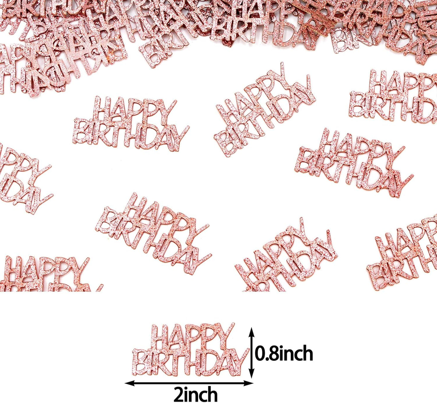 Pink Happy Birthday Confetti - Girl Birthday Party Decorations - Light Pink Glitter Scatters for Baby Girl Party Table Decor Supplies - 100PC
