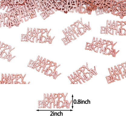 Pink Happy Birthday Confetti - Girl Birthday Party Decorations - Light Pink Glitter Scatters for Baby Girl Party Table Decor Supplies - 100PC