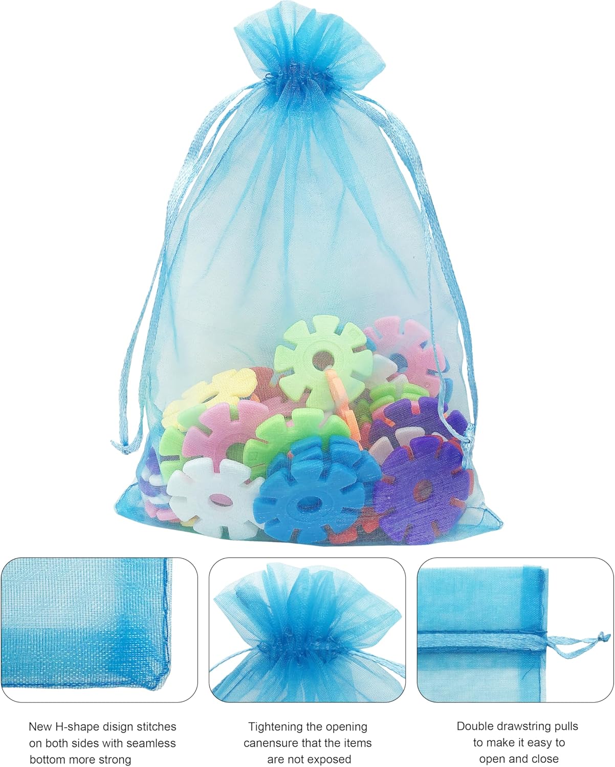 Jexila 120PCS Sheer Organza Bags 5X7 inches Mesh Drawstring Gift Bags Small for Jewelry Wedding Party Baby Shower Favor Bags (Rainbow )