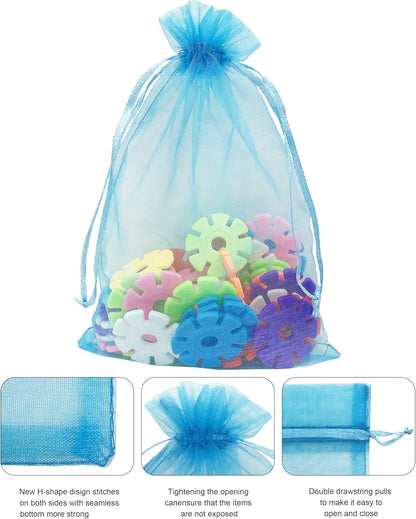 Jexila 120PCS Sheer Organza Bags 5X7 inches Mesh Drawstring Gift Bags Small for Jewelry Wedding Party Baby Shower Favor Bags (Rainbow )