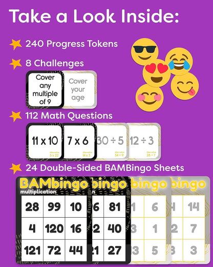 THE BAMBINO TREE Addition and Subtraction Facts Bingo Game - 1st 2nd & 3rd Grade Educational Math Learning for Classroom & Homeschool