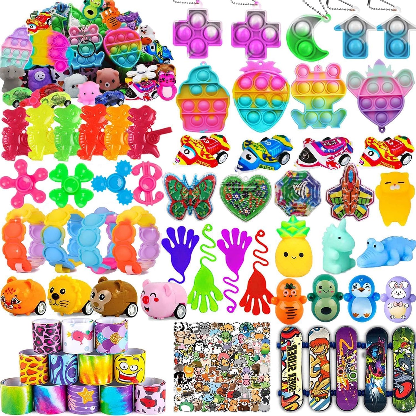 124 Pcs Party Favors for Kids, Goodie Bags Stuffers, Prize Box Toys for Classroom, Treasure Chest Toys, Fidget Toys Bulk, Pinata Fillers, Carnival Prizes