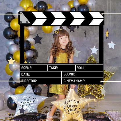 Fabric Movie Night Large Photo Booth Props 39 x 59 Inch Movie Theater Picture Selfie Frame Cinema Photo Frame Background Banner Backdrop for Family Holiday Birthday Baby Shower Party Supplies