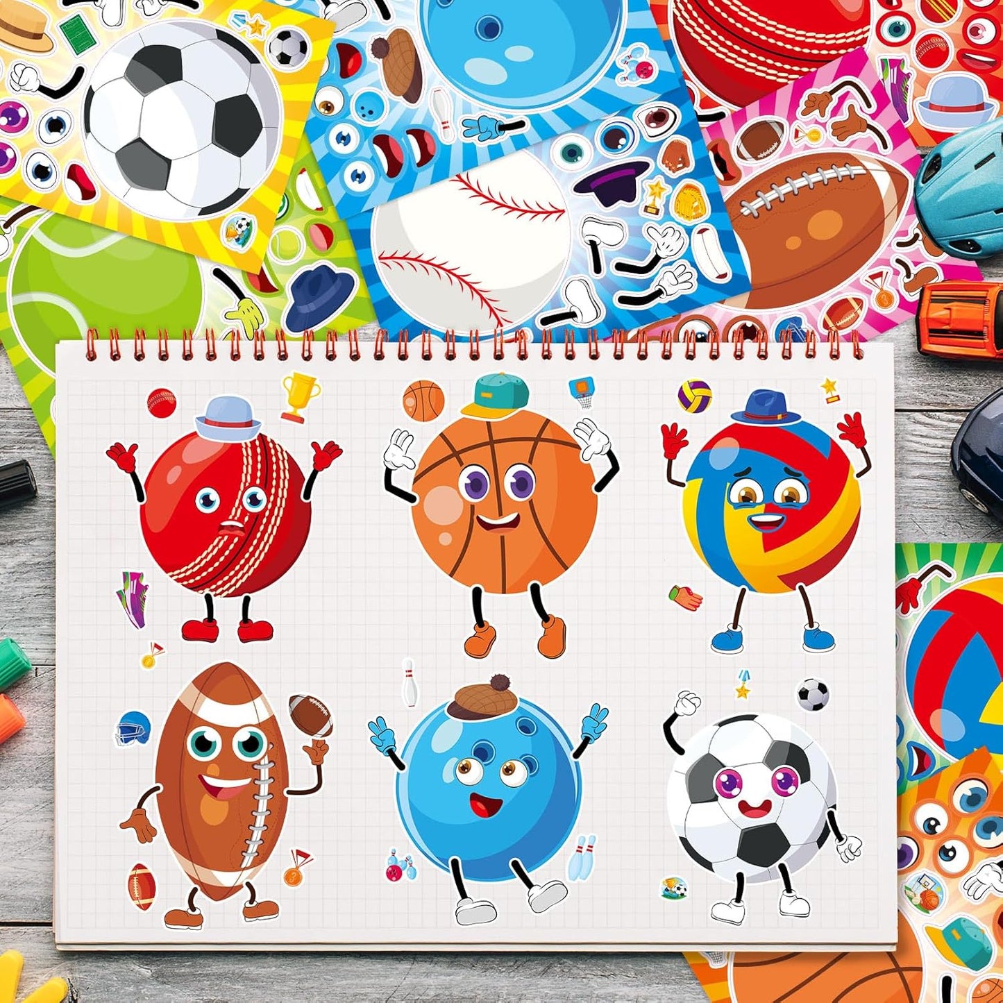 24 Sheets 8.27''×5.9'' Make Your Own Stickers for Kids Toddlers, Make a Face Stickers Mix and Match with Unicorns Dinosaur Horse and Sea Animals for Kids Party Favors Activities