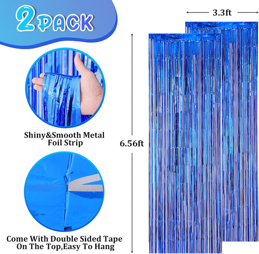 Voircoloria 2 Pack Laser Pink Tinsel Foil Fringe Curtains, Mothers Day Pink Decorations, Metallic Tinsel Party Streamers Backdrop for Birthday Bachelorette Graduation Wedding Party Decorations - Colors A