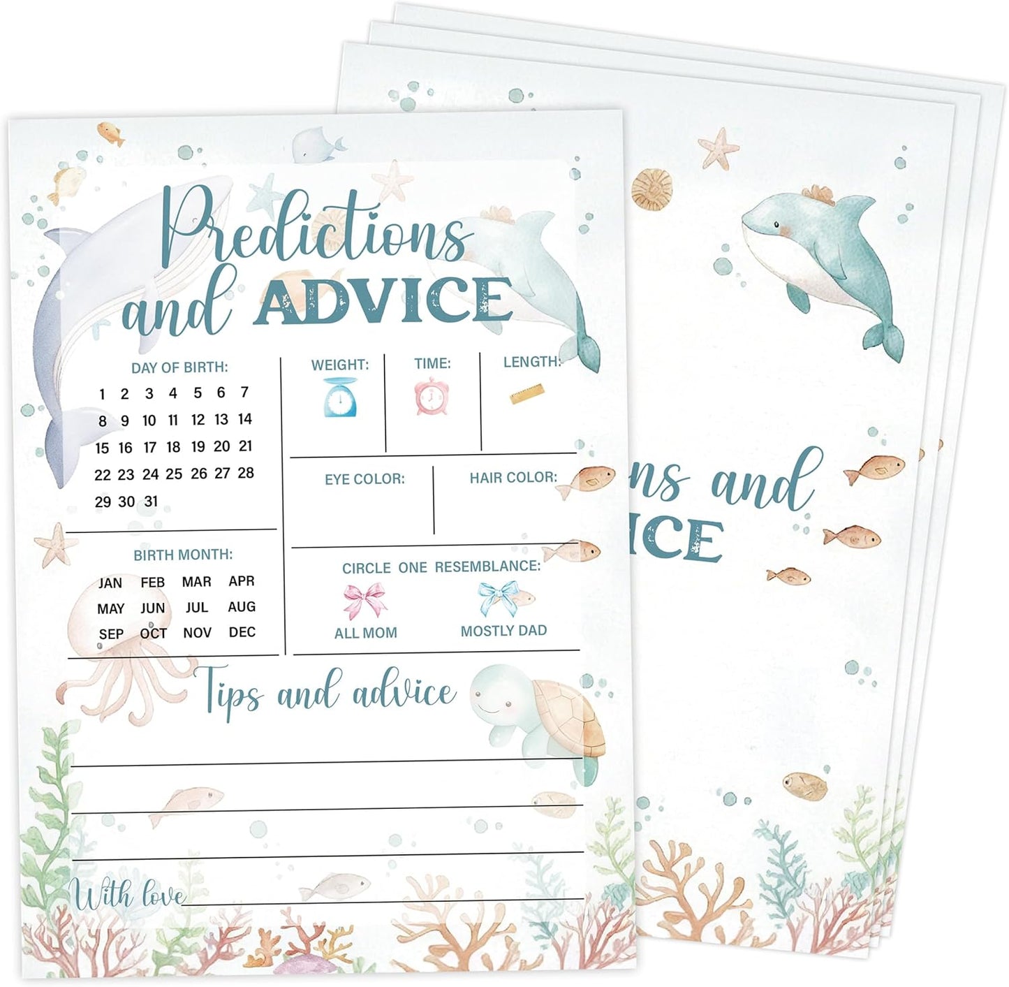 Under The Sea Baby Shower Bingo Game, Pack of 30 Game Cards, Sea Creatures Ocean Shower Game, Gender Reveal Party Decorations, Gender Neutral - KR77