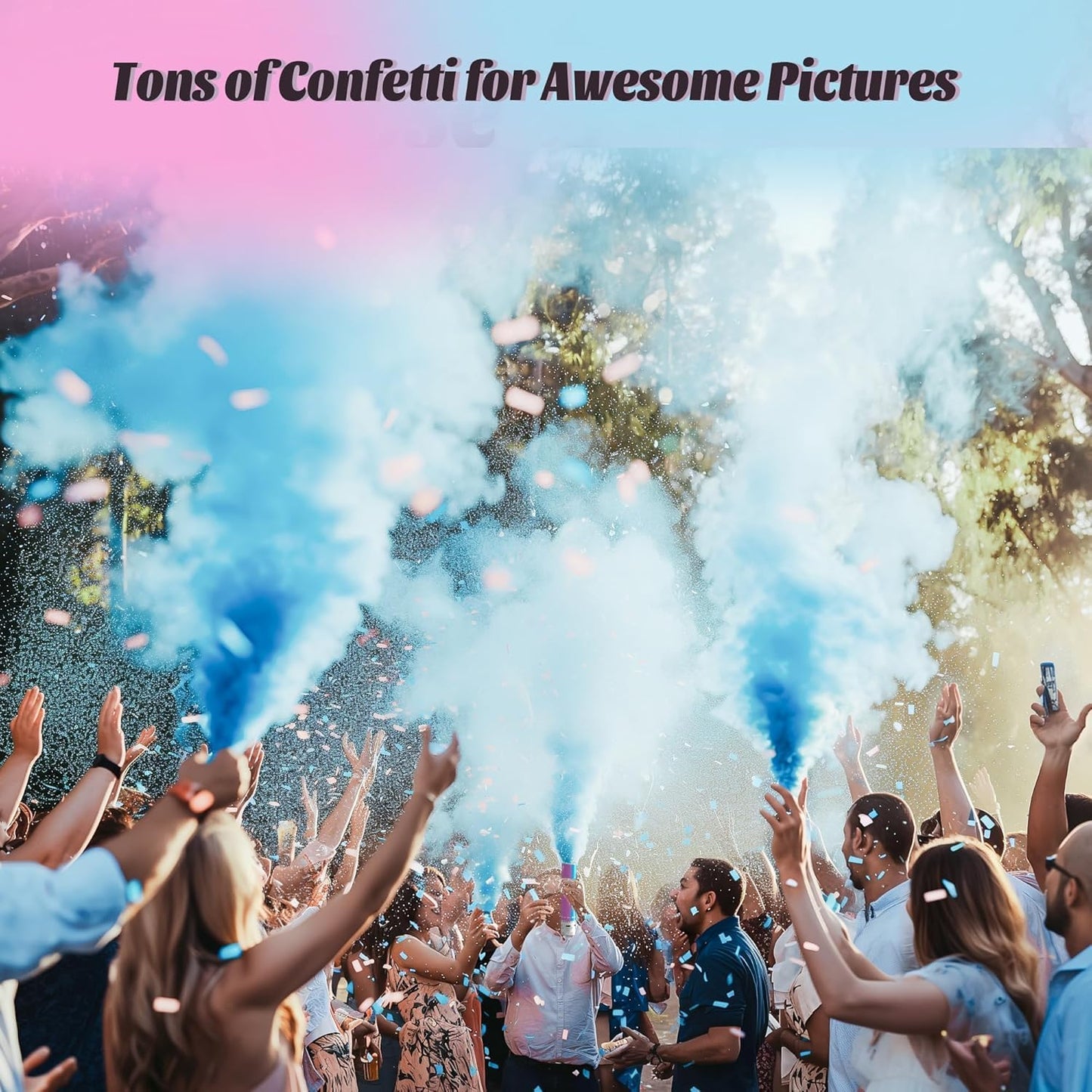 POPUPARTY 2Pack pink Gender Reveal Confetti smoke Powder Cannon, Confetti and Powder Poppers | Ideal for Baby girl Gender Reveal Decoration and party