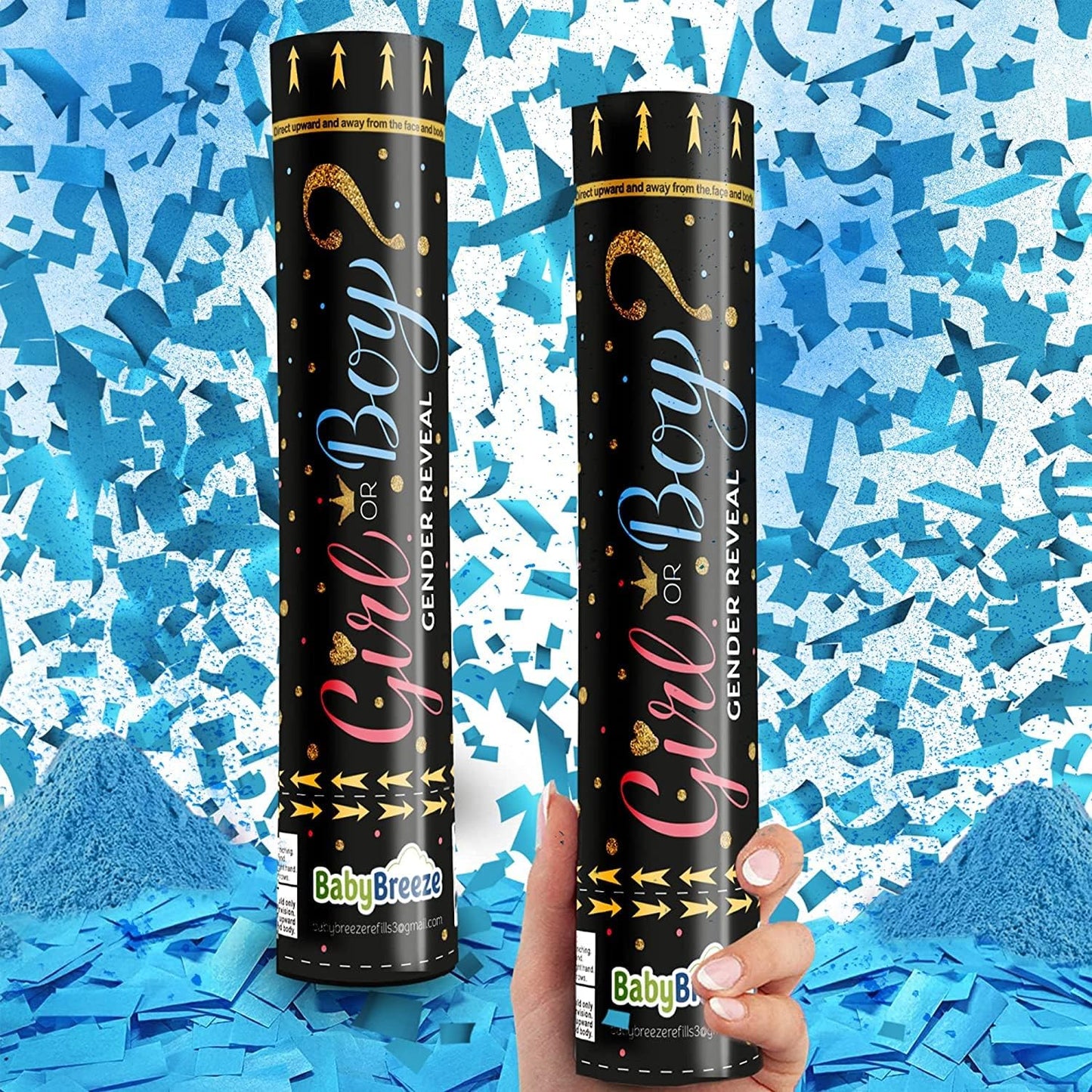 Gender Reveal Confetti Powder Cannon - Biodegradable Blue & Pink Poppers for Baby Shower Party Decorations - He or She What Will it Bee - 2 Pink Sticks