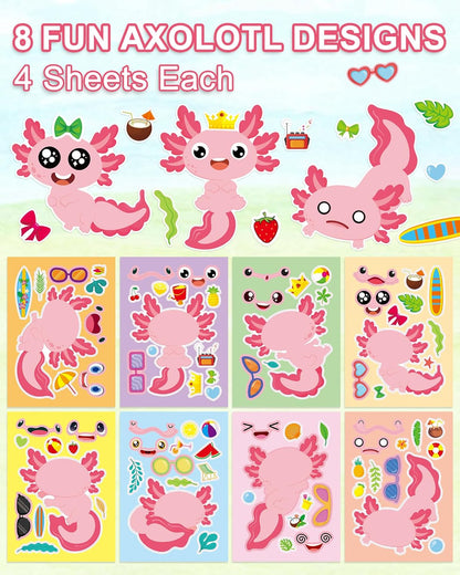 Aowplc 36 Pcs Make-A-Face Sticker Sheets Kids Party Favors Mix and Match Stickers with Dinosaurs, Mermaids, Unicorns, Horses, Farm & Sea Animals for Parties, Birthdays, Classroom Activities & Crafts