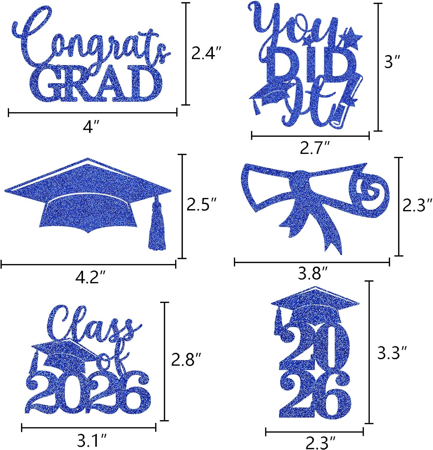 Graduation Centerpiece Sticks 24PCS Glitter Grad Picks Party Table Decor Senior High School College Sign Gold