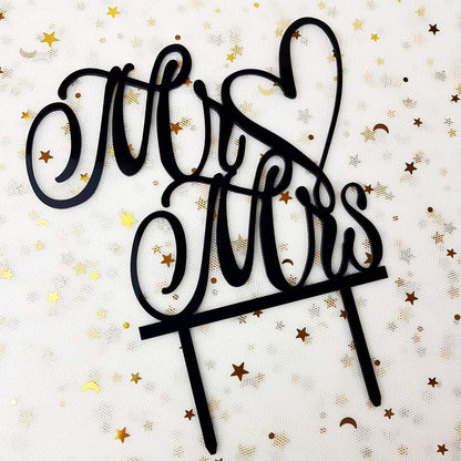 Mr and Mrs Cake Topper, Bride and Groom Sign Wedding, Engagement Cake Toppers Decorations (Mirror Gold Acrylic)