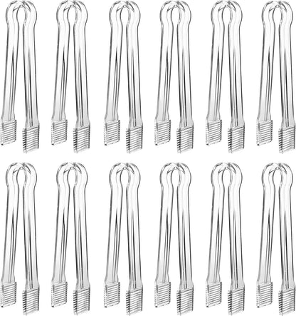 20 Combo Pack,10 Pieces Plastic Serving Tongs Mini Kitchen Tongs Kitchen Tongs Utility and 10 Pieces Plastic Kitchen Scoops Clear Ice Scoop Mini Clear Buffet Scoop for Candy Dessert Buffet Ice