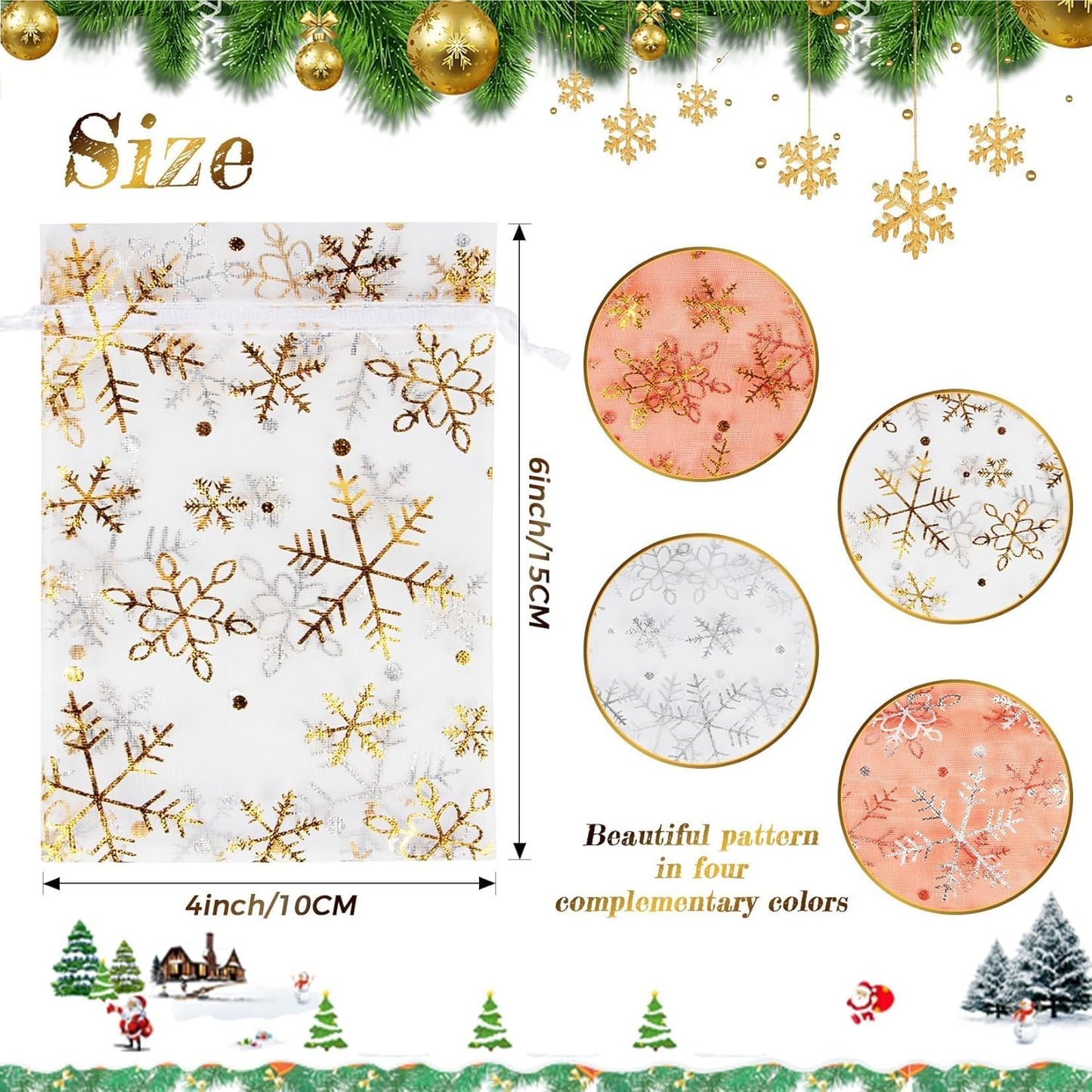 Sukh 100pcs Organza Bags 5''x7'' - White Sheer Mesh Drawstring Bags for Jewelry, Soap, Fruits, Candy, Small Gift Bags for Weddings, Valentine's Day, Mother's Day, Halloween, Thanksgiving, Christmas