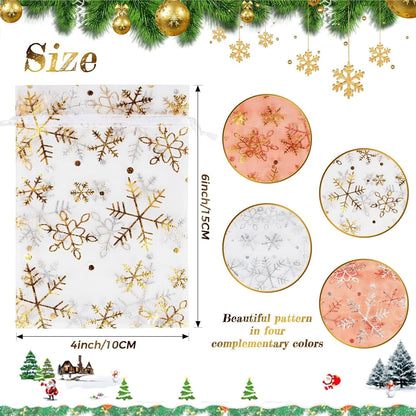 Sukh 100pcs Organza Bags 5''x7'' - White Sheer Mesh Drawstring Bags for Jewelry, Soap, Fruits, Candy, Small Gift Bags for Weddings, Valentine's Day, Mother's Day, Halloween, Thanksgiving, Christmas