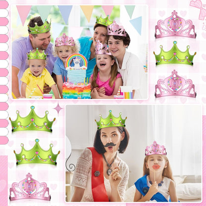 Yaomiao 44 Pcs Birthday Foam Crowns for Kids Princess Tiaras King Hat Bulk Diamond Sticker Kits for Crown Party Supplies