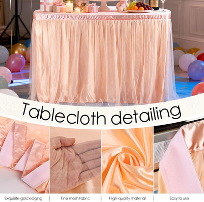 THARAHT Tulle Table Skirt 6FT 180CM Long for Rectangle Tables Round Tables Ruffle Desk Skirt for Princess Girls Birthday Party Cake Dessert Decorations Table Skirt