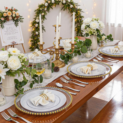 WDF300 Pieces Gold Plastic Silverware - Heavy Duty Disposable Cutlery Set Plastic Gold Silverware Set Includes 100 Forks, 100 Spoons, 100 Knives for Party Baby Shower Wedding Spring