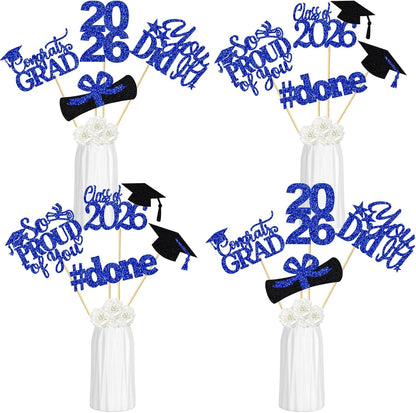 24Pcs 2026 Graduation Table Centerpieces Gold, Graduation Centerpieces for Tables 2026 Gold Class of 2026 Graduation Centerpiece Sticks for 2026 Graduation Party Table Decorations Gold