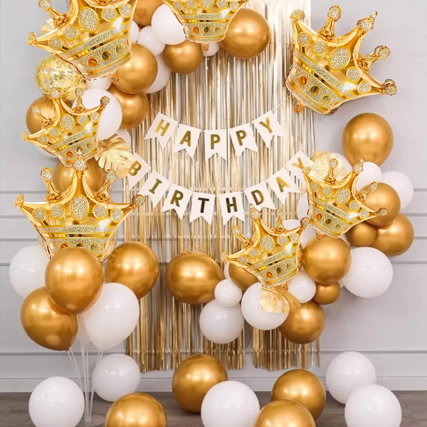 HILAVO Crown Balloons, Large Gold Foil Crown Balloons Gold Crowns Decoration for King and Queen Party Royalty Birthday Wedding Party Baby Shower Decorations Supplies