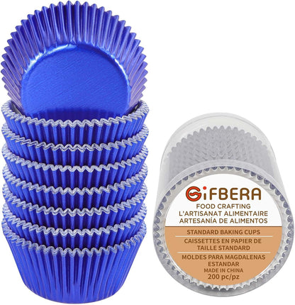 Gifbera White Metallic Foil Cupcake Liners Standard Size Baking Cups, 200-Count