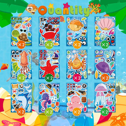24 Sheets Make-a-face Cupcake Stickers Make Your Own Dessert Stickers Mix and Match Sweets and Fruit Treats Party Favor Supplies for Kids Ice Cream Sticker Games Birthday DIY Art Crafts