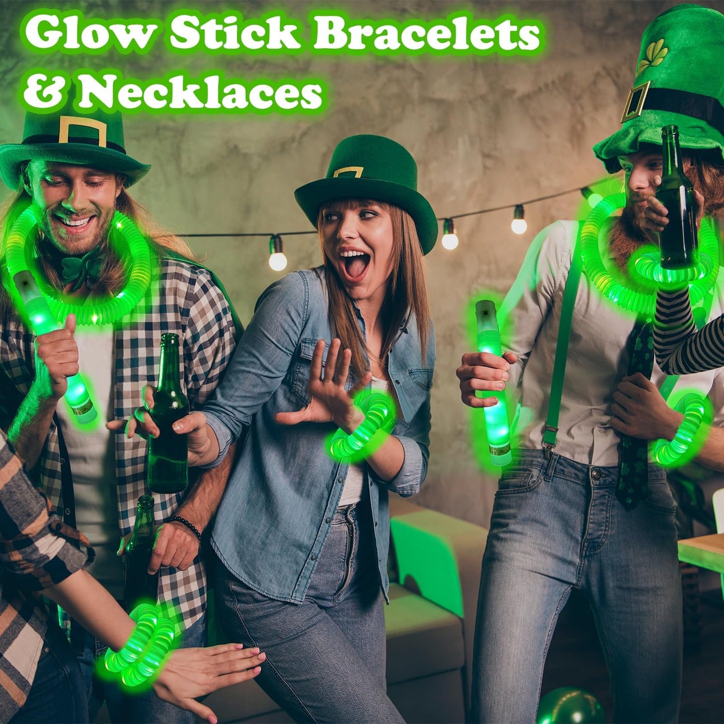 Orange Glow Sticks Party Favors Supplies for Kids 24 PCS,4th of July LED Light up Pop Tubes for Toddlers,Neon Necklaces Bracelets Accessories,Birthday Dance Party 250th Anniversary Camping Toys Gifts
