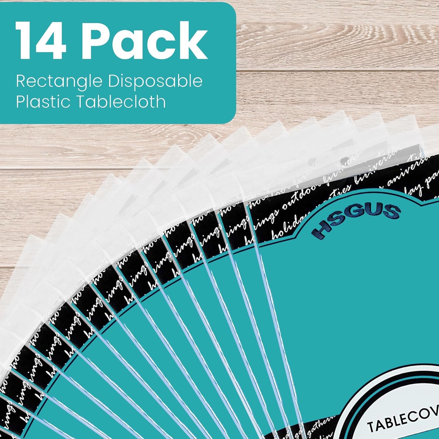 14 Pack Black 54 x 108 in. Rectangle Disposable Plastic Tablecloths - Smooth Decorative Covers for Parties, Weddings