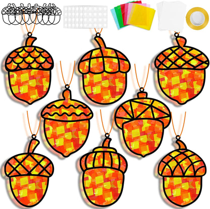 QOUBAI 32 Sets Stars Suncatchers Craft Back to School DIY Stained Glass Window Patriotic 4th of July Paper Craft Home School Classroom Decor Kid Birthday Gift Creative Art Activity Game - Colors A