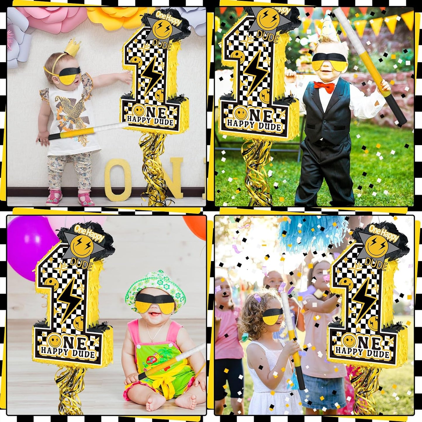 Baseball Piñata with Blindfold Bat for Birthday Party Softball Paper Piñata Sports Balls Confetti Baseball Party Supplies for Birthday Party Decorations 13.19 x 13.19 x 3 Inch(Cool)