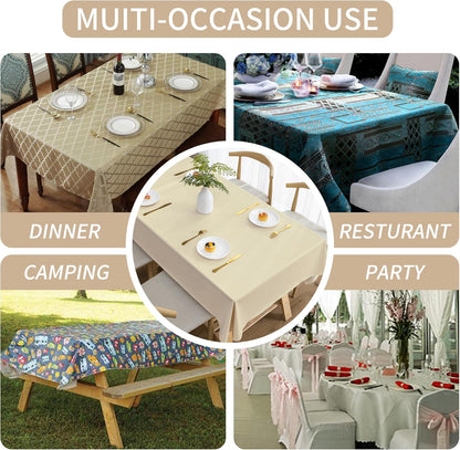 Rectangle Table Cloth,100% Waterproof Tablecloth Oil Proof Spill Proof Vinyl Table Cloth, Wipe Clean Plastic Table Cover for Dining, Camping, Indoor and Outdoor 52" x 70",Leaves