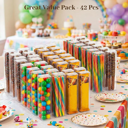 VGOODALL 100 Pcs Clear Favor Boxes, 2x2x2 Inch Small Transparent Cube Gift Boxes for Candy, Macarons, Jewelry, Wedding, Birthday, Baby Shower Party Favors