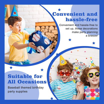 110Pcs Baseball Party Favors Drawstring Bags Baseball Goodie Bag with Mini Ball, Wristband, Slap bracelets, Keychains, Stickers for Baseball Party Supplies