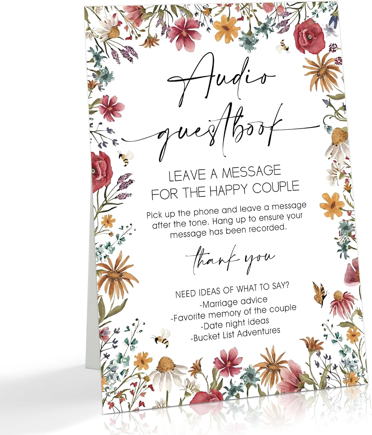 Wild Flower Audio Guest Book Sign, Baby in Bloom Love is in Bloom Decorations, Bridal Shower Baby Shower Wedding Signs for Reception, Floral Party Table Decor, 8 x 11 Inch