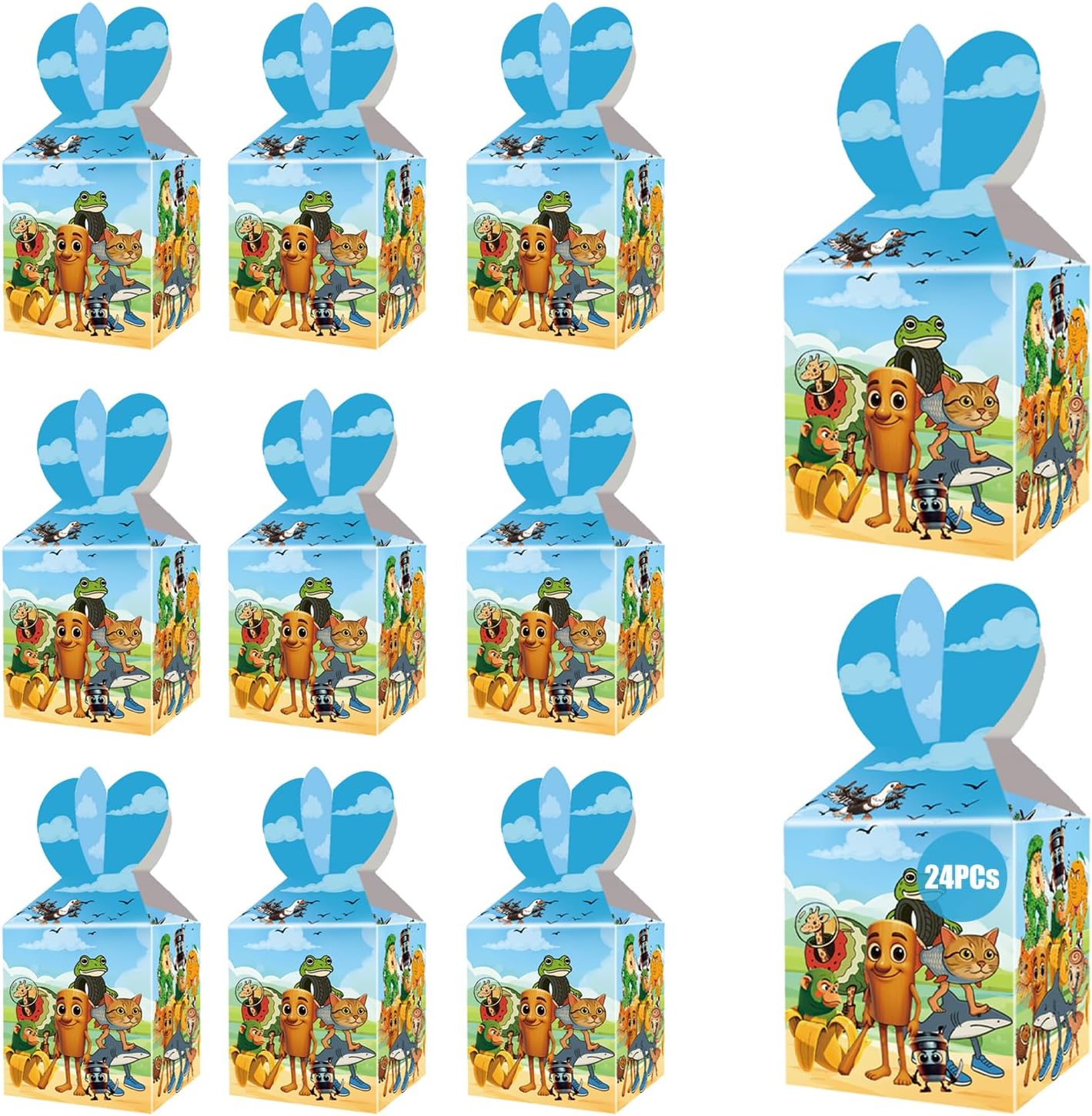 TJLMCORP Italian Brainrot Party Game, Pin the Tail Party Game Set With 24 Stickers and and 2 Blindfolds, Tralalero Themed Birthday Party Supplies, Brain Rot Party Decorations（Tung Tung Tung Sahur）