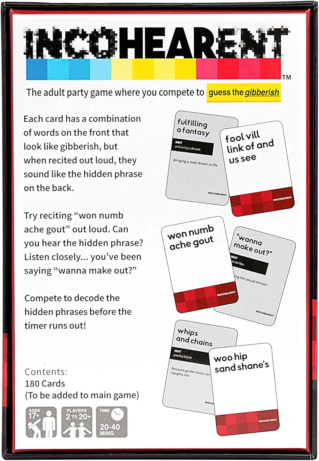 Incohearent by Relatable – Guess the Gibberish Party Game for Adults, Funny Card Game Activity for Groups, Bachelorette Party Favorite, Summer Fun for Game Night, Travel-Friendly with 300 Cards